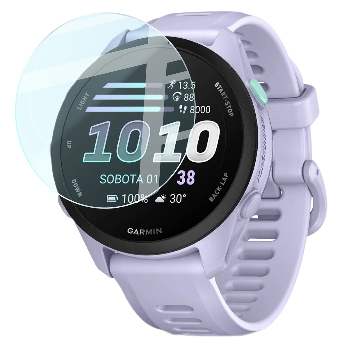 Gehärtetes Glas für Garmin Forerunner 70 / 170 / 170 Music, Bizon Watch Glass Clear, Transparent