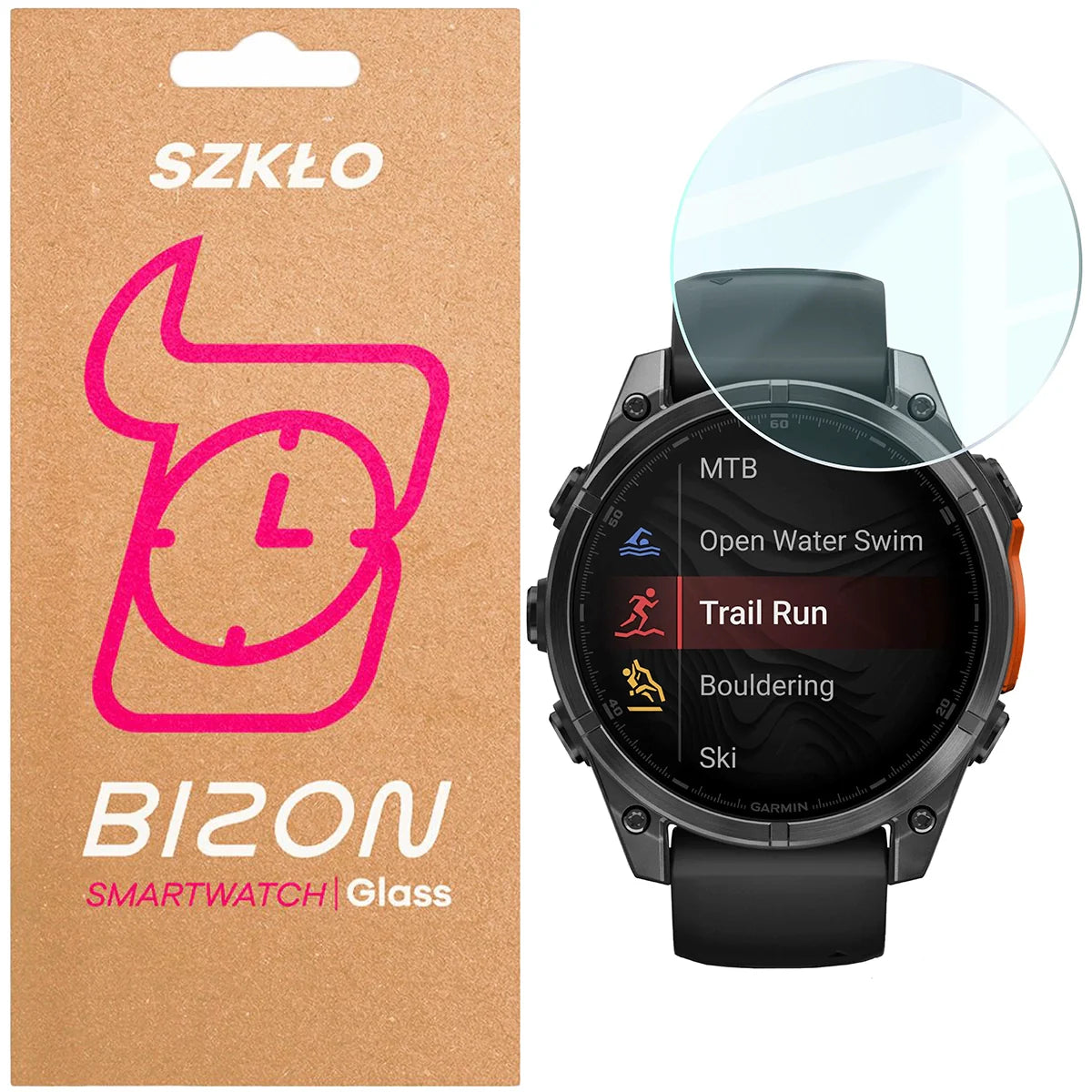 Gehärtetes Glas für Garmin Tactix 8 AMOLED 51 mm / SOLAR 51 mm, Bizon Glass Watch Clear, Transparent