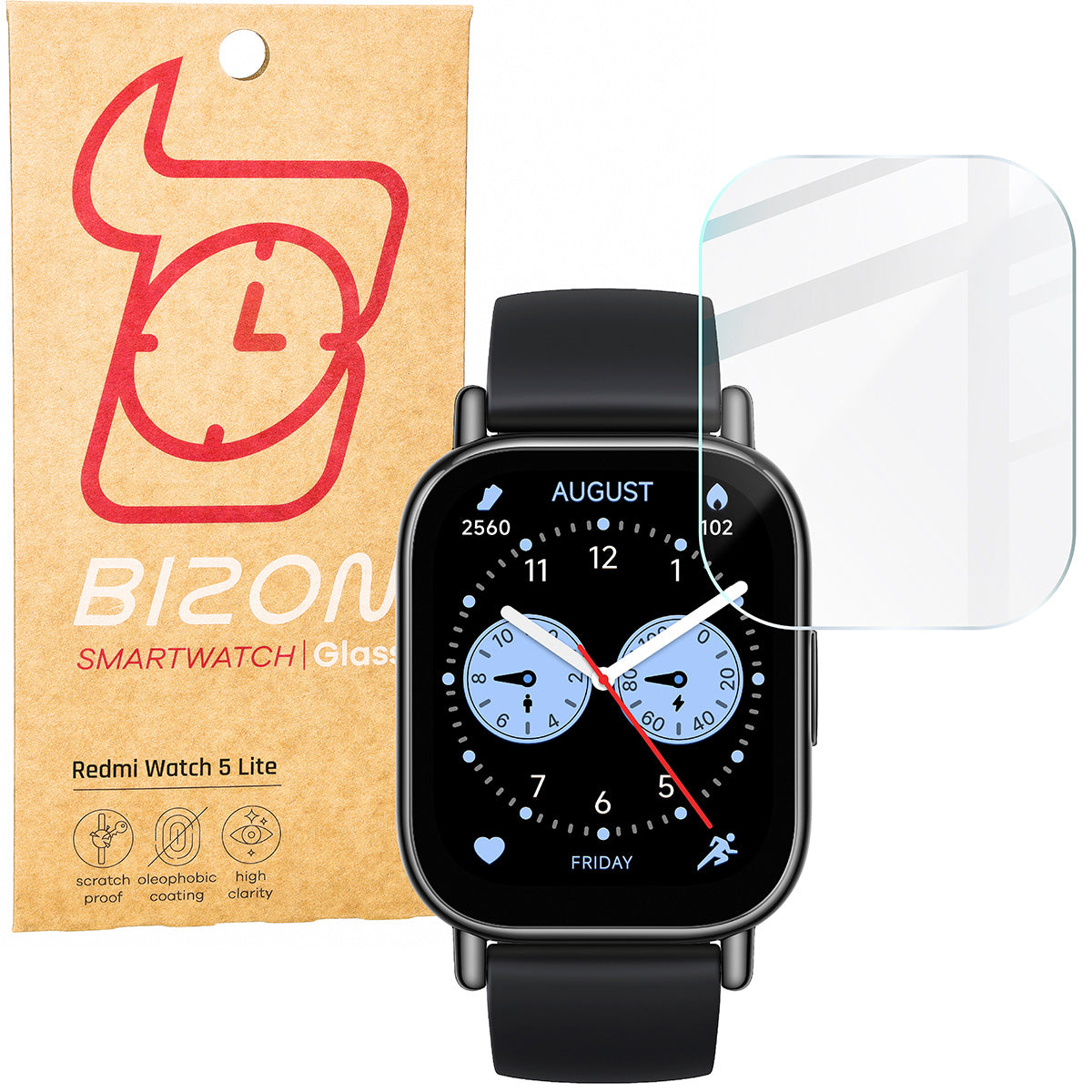 Gehärtetes Glas für Xiaomi Redmi Watch 5 Lite, Bizon Glass Watch Clear, Transparent
