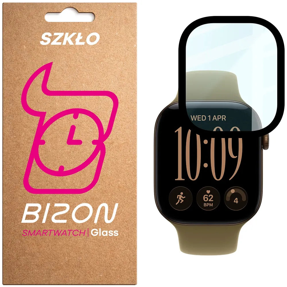 Hybrides Glas für Apple Watch Series 12 42mm, Bizon Watch Glass Edge Hybrid, Schwarz (1/5)