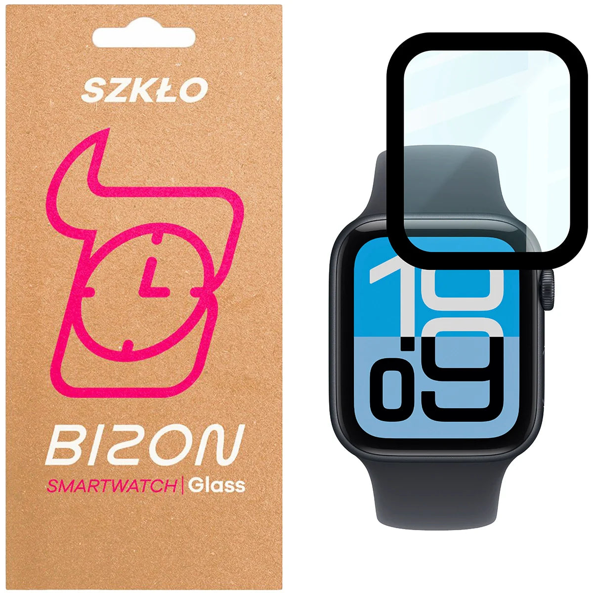 Hybrides Glas für Apple Watch SE 3 / SE 2 / SE / 6 / 5 / 4 (44 mm), Bizon Glass Watch Edge Hybrid, Schwarz