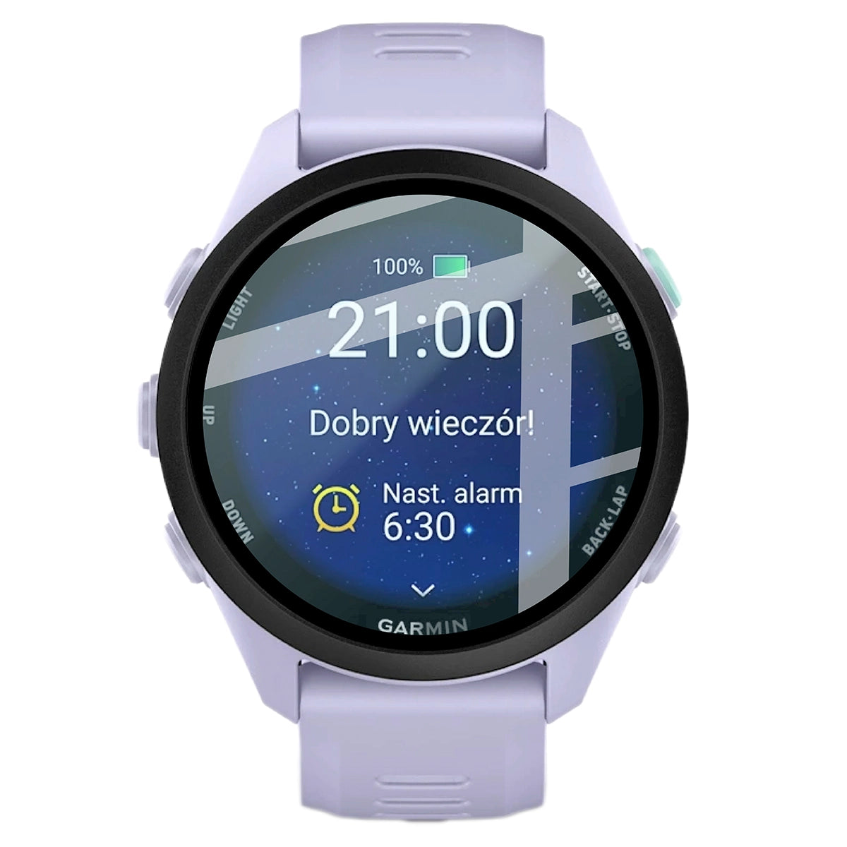 Hybrides Glas für Garmin Forerunner 70 / 170 / 170 Music, Bizon Watch Glass Edge Hybrid, Schwarz