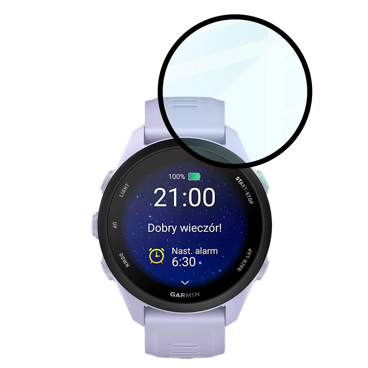 Hybrides Glas für Garmin Forerunner 70 / 170 / 170 Music, Bizon Watch Glass Edge Hybrid, Schwarz