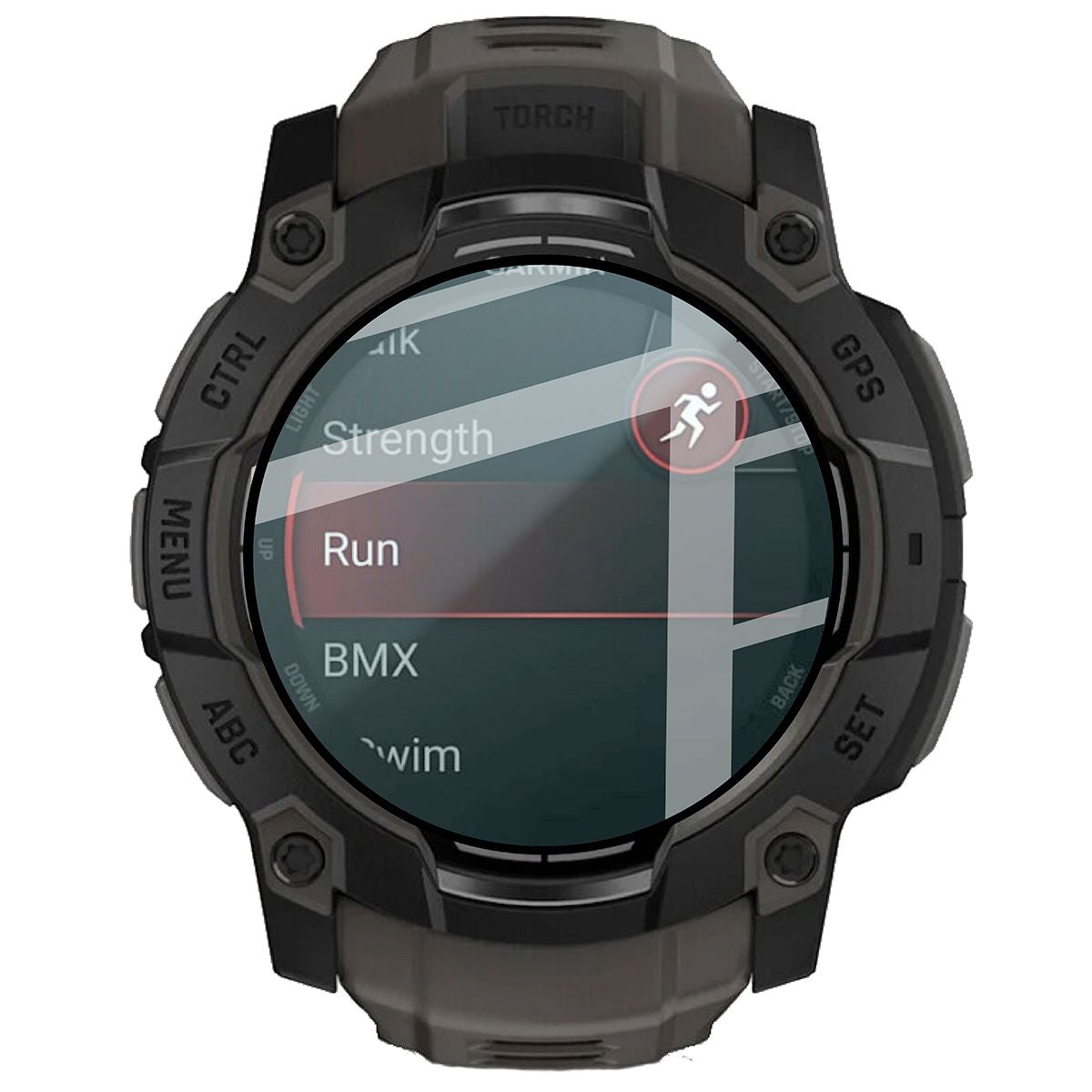 Hybrides Glas für Garmin Instinct 3 50 mm, Bizon Glass Watch Edge Hybrid, Schwarz