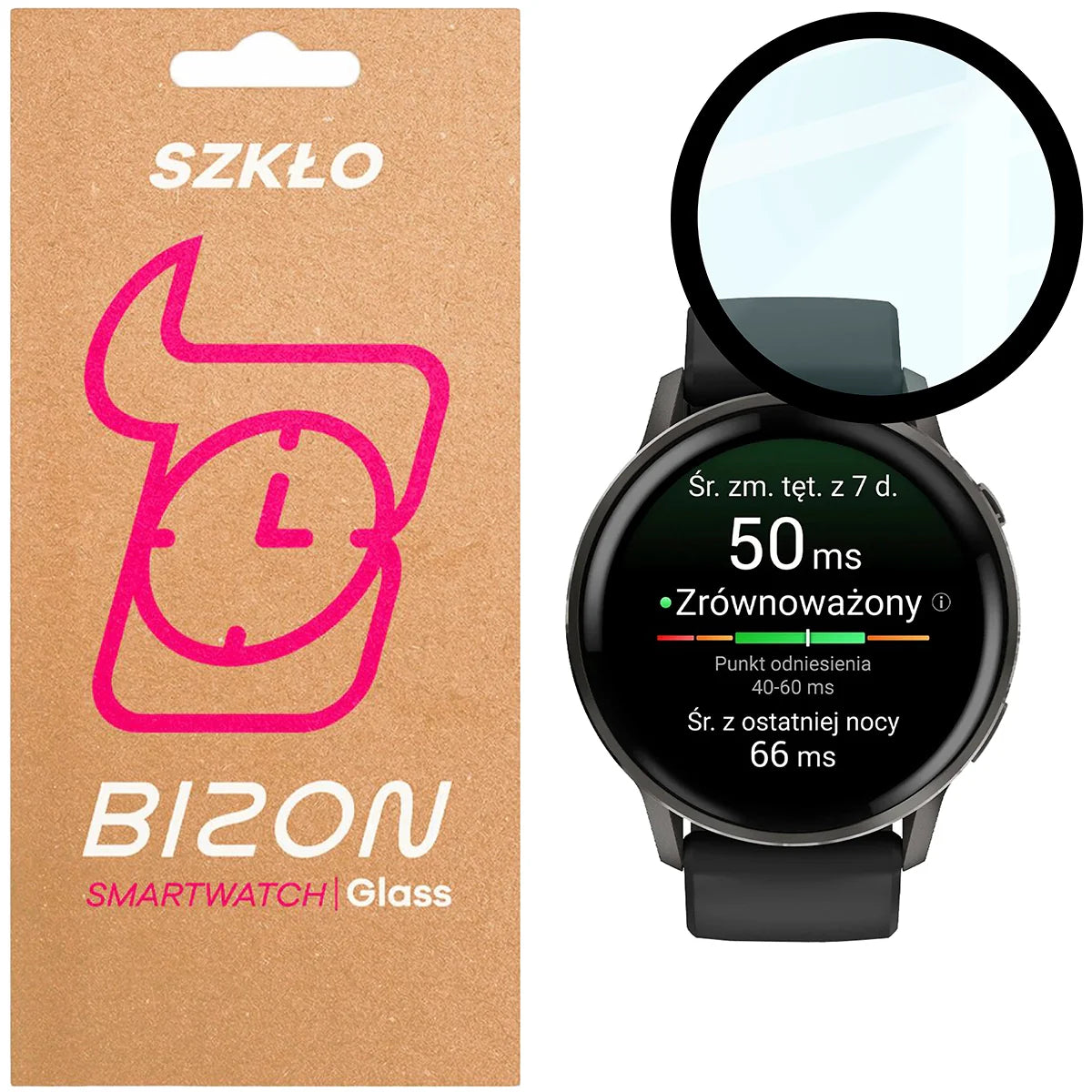 Hybrides Glas für Garmin Venu 4 45 mm, Bizon Glass Watch Edge Hybrid, Schwarz