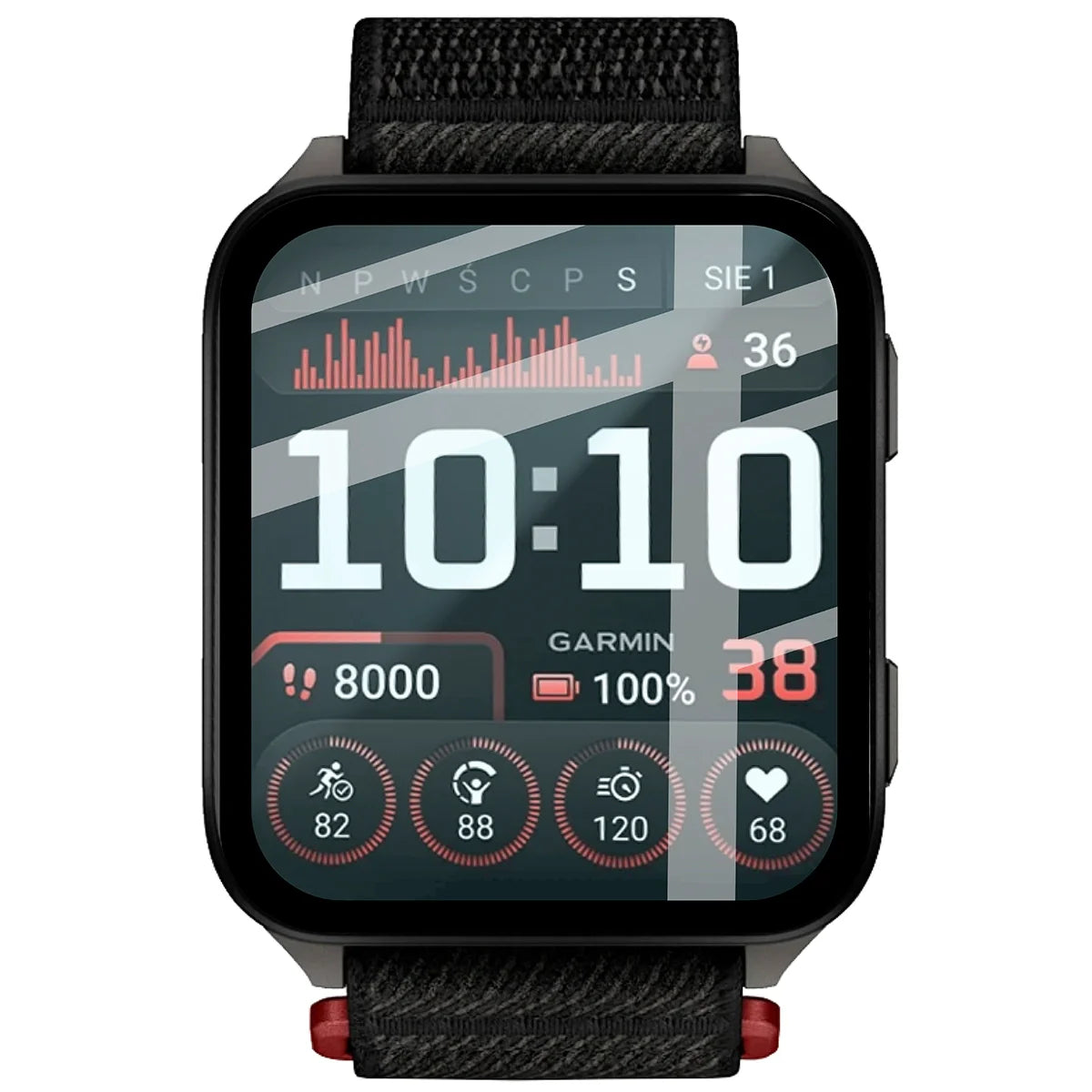 Hybrides Glas für Garmin Venu X1, Bizon Glass Watch Edge Hybrid, Schwarz