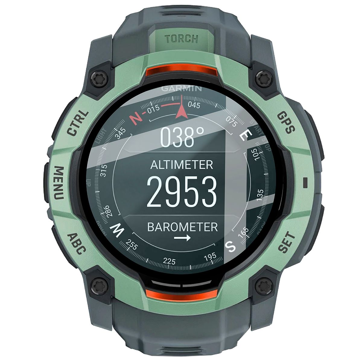 Hybrides Glas für Garmin Instinct 3 45 mm, Bizon Glass Watch Edge Hybrid, Schwarz
