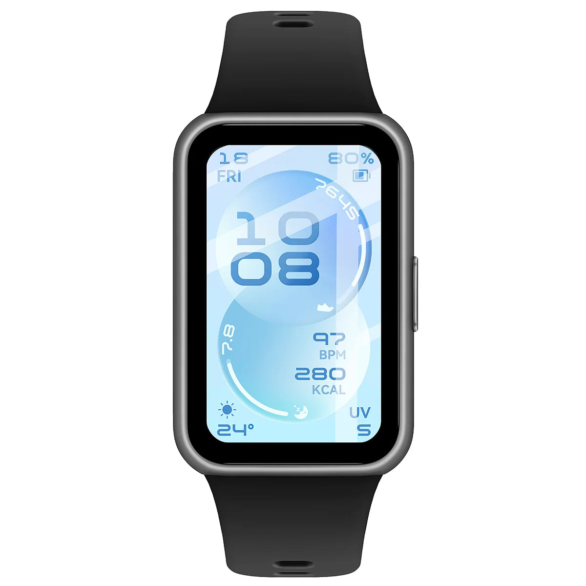 Hybrides Glas für Huawei Band 11, Bizon Glass Watch Edge Hybrid, Schwarz