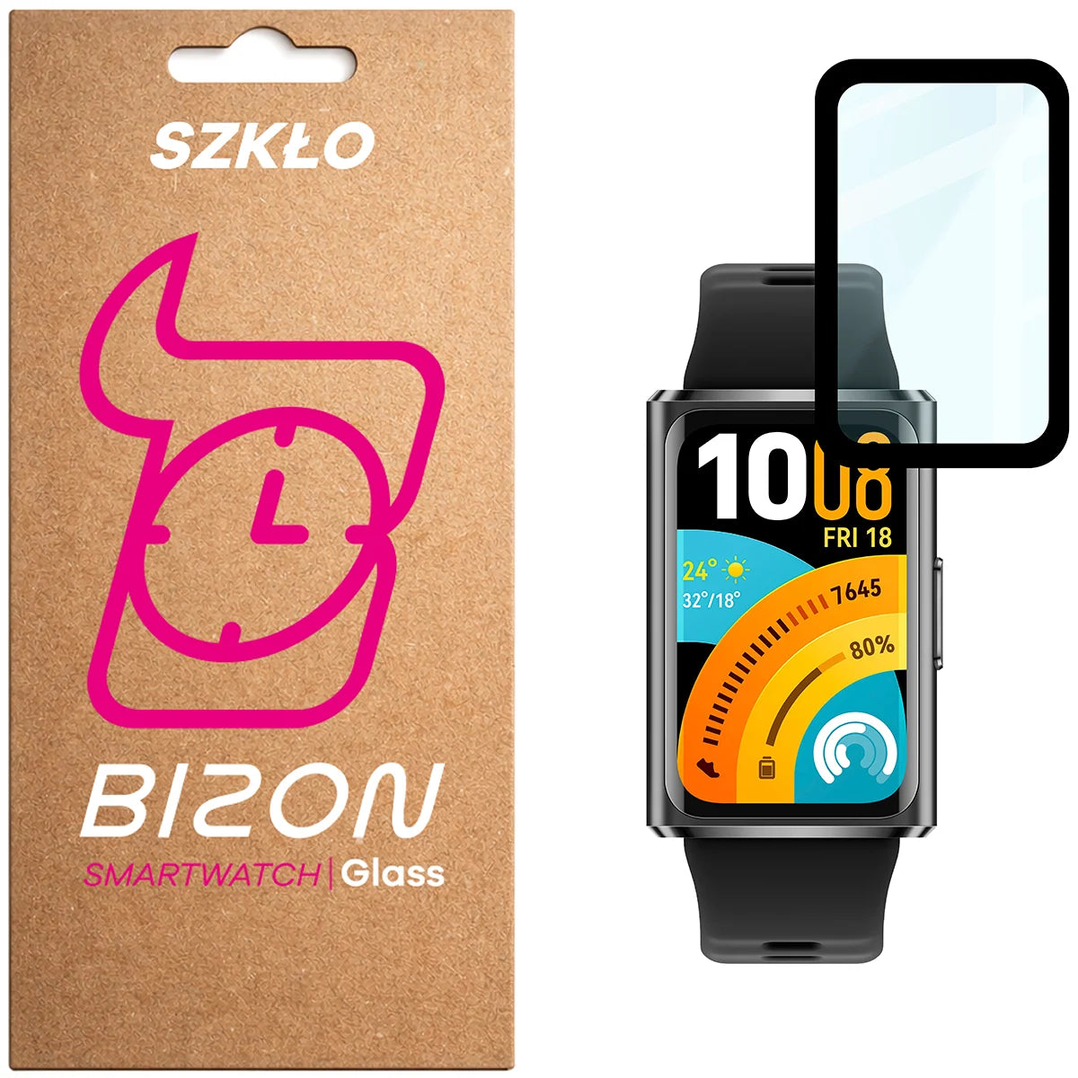 Hybrides Glas für Huawei Band 11 Pro, Bizon Glass Watch Edge Hybrid, Schwarz