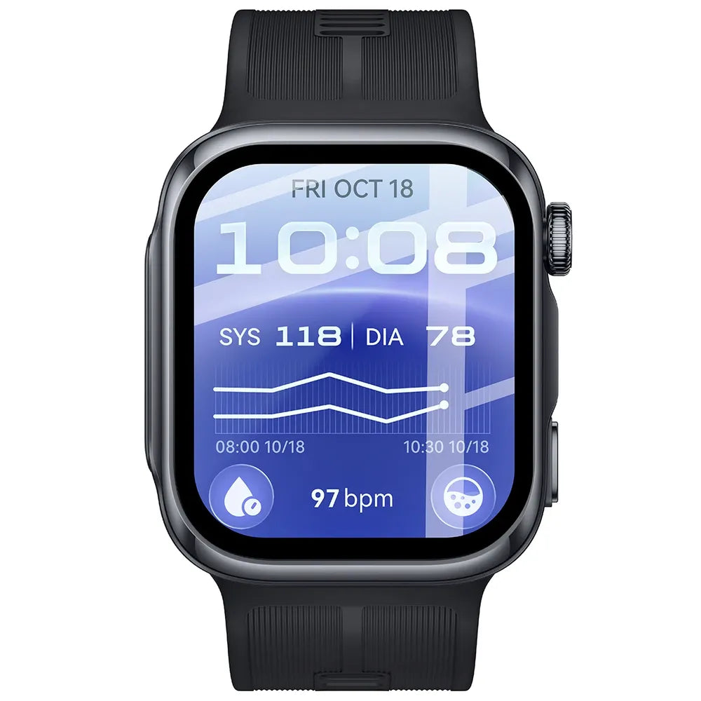 Hybrides Glas für Huawei Watch D3, Bizon Watch Glass Edge Hybrid, Schwarz (2/5)