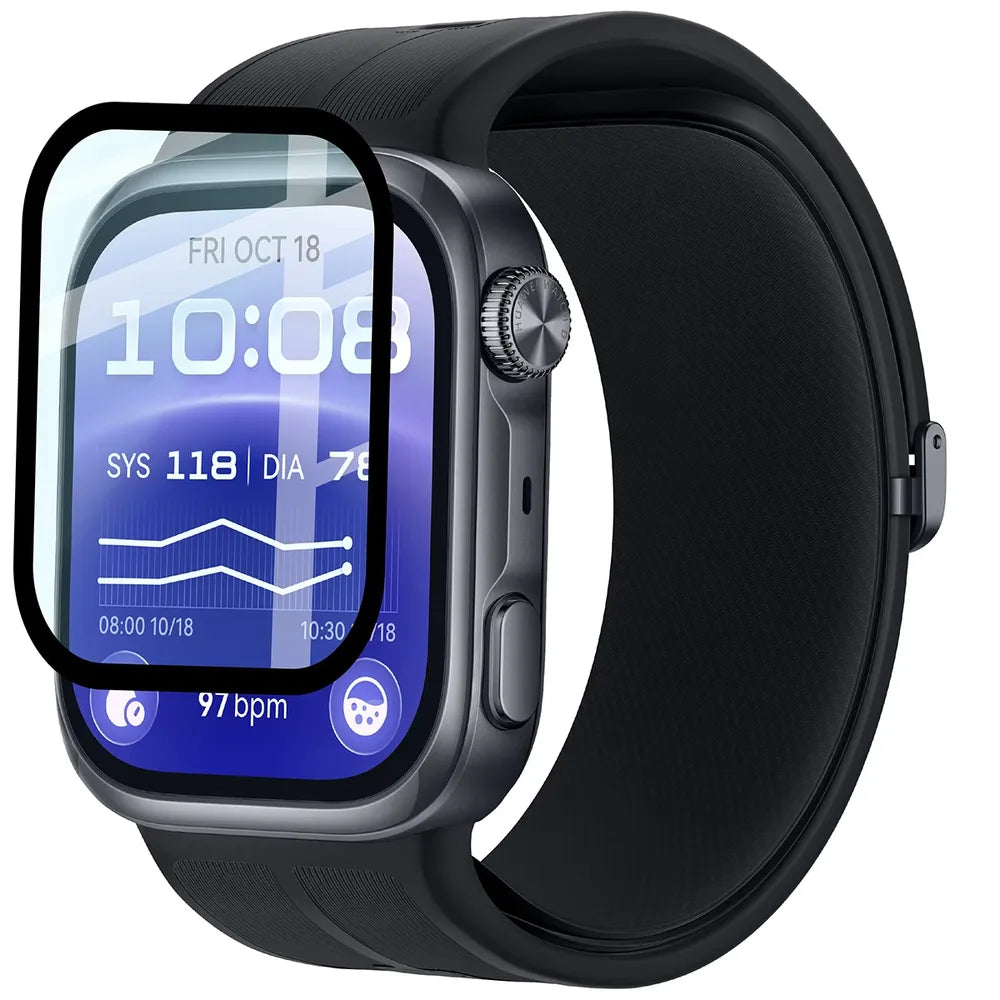 Hybrides Glas für Huawei Watch D3, Bizon Watch Glass Edge Hybrid, Schwarz (3/5)