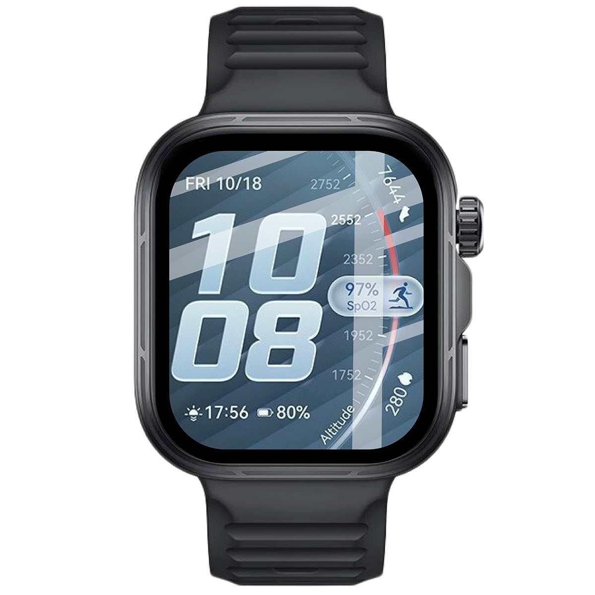 Hybrides Glas für Huawei Watch Fit 5 Pro, Bizon Watch Glass Edge Hybrid, Schwarz
