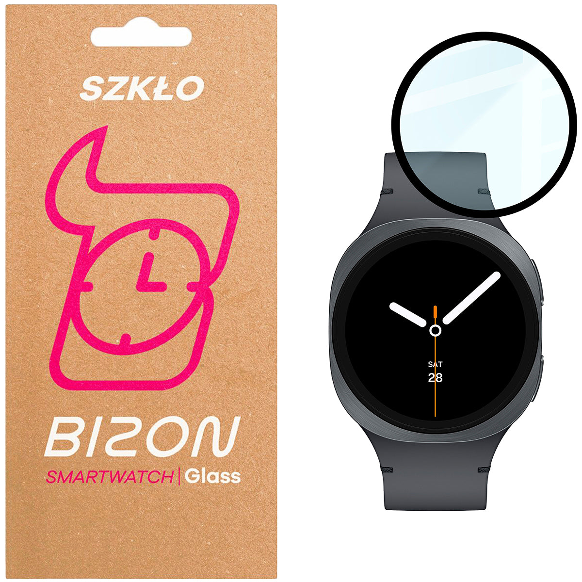 Hybrides Glas für Galaxy Watch 9 / 8 40 mm, Bizon Glass Watch Edge Hybrid, Schwarz