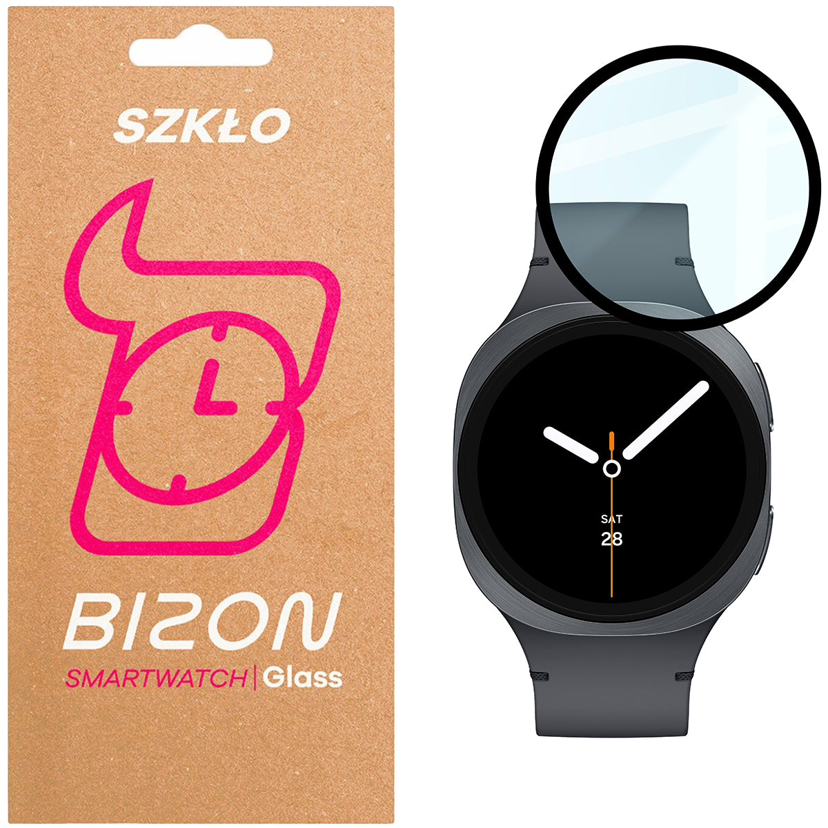 Hybrides Glas für Galaxy Watch 9 / 8 44 mm, Bizon Glass Watch Edge Hybrid, Schwarz