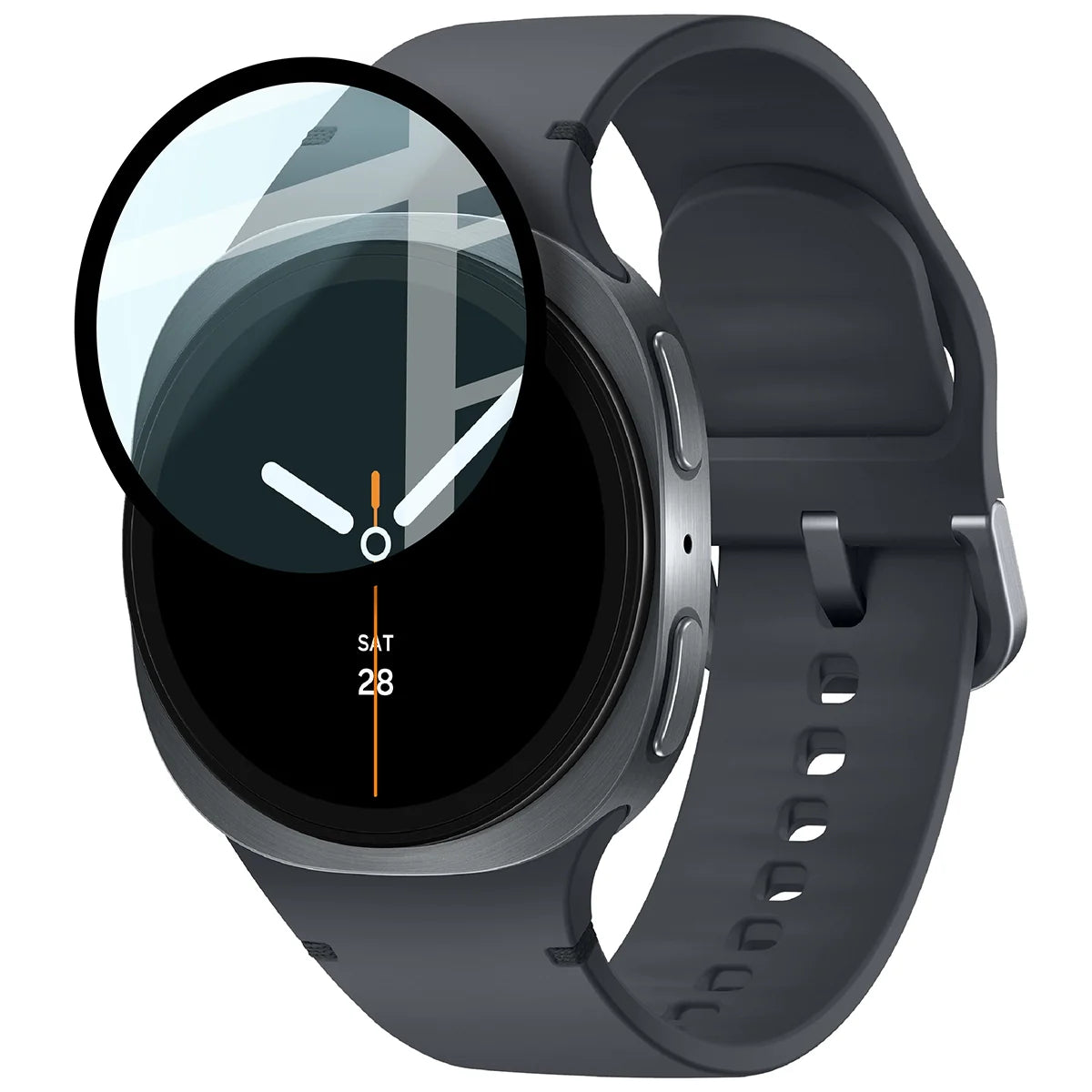 Hybrides Glas für Galaxy Watch 9 / 8 44 mm, Bizon Glass Watch Edge Hybrid, Schwarz