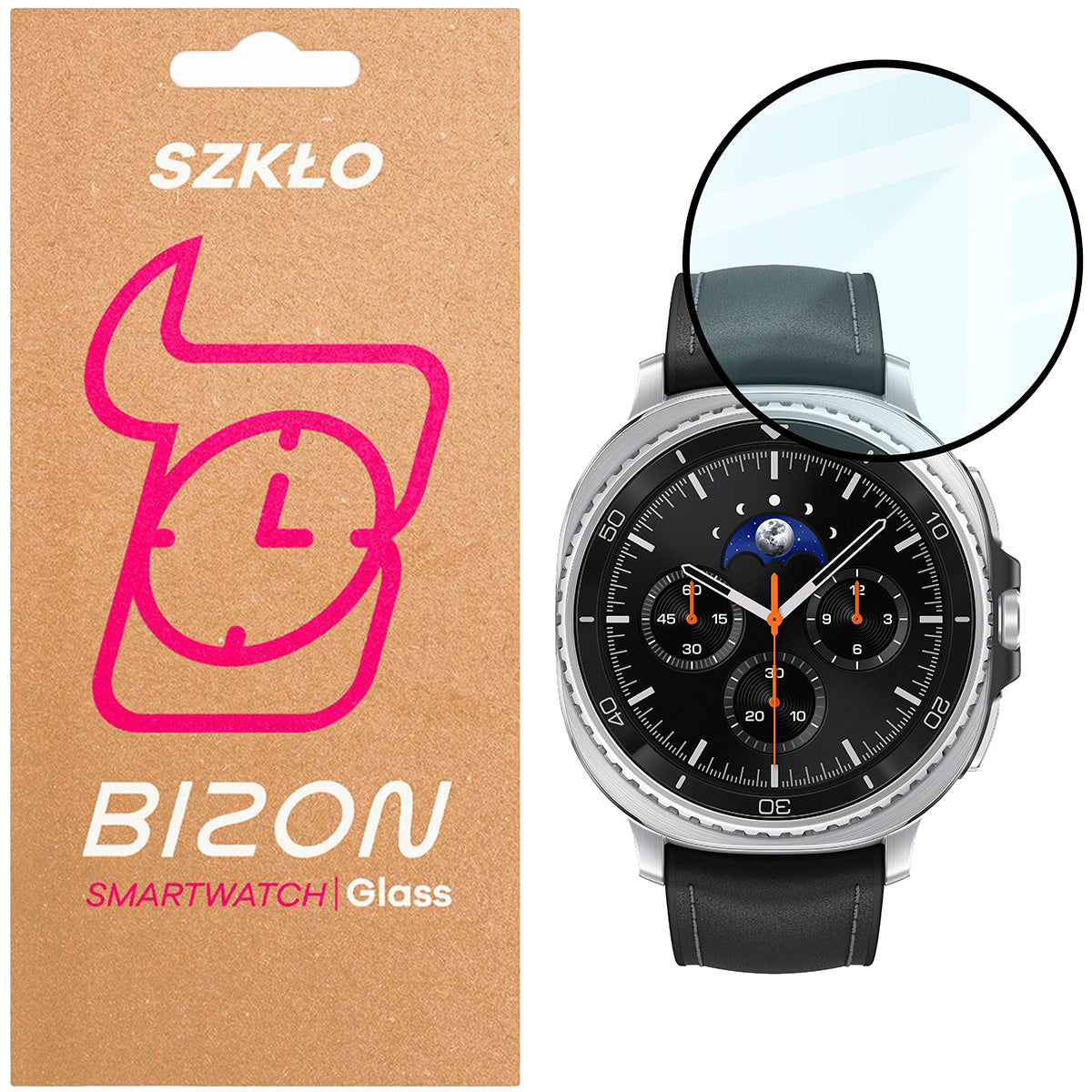 Hybrides Glas für Galaxy Watch 8 Classic 46 mm, Bizon Glass Watch Edge Hybrid, Schwarz