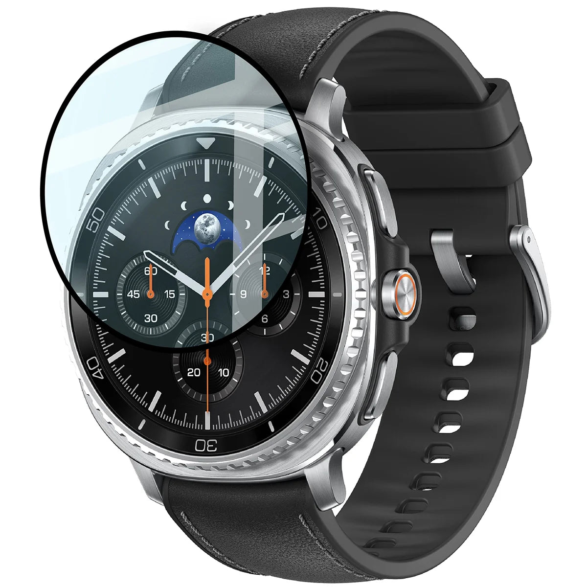 Hybrides Glas für Galaxy Watch 8 Classic 46 mm, Bizon Glass Watch Edge Hybrid, Schwarz