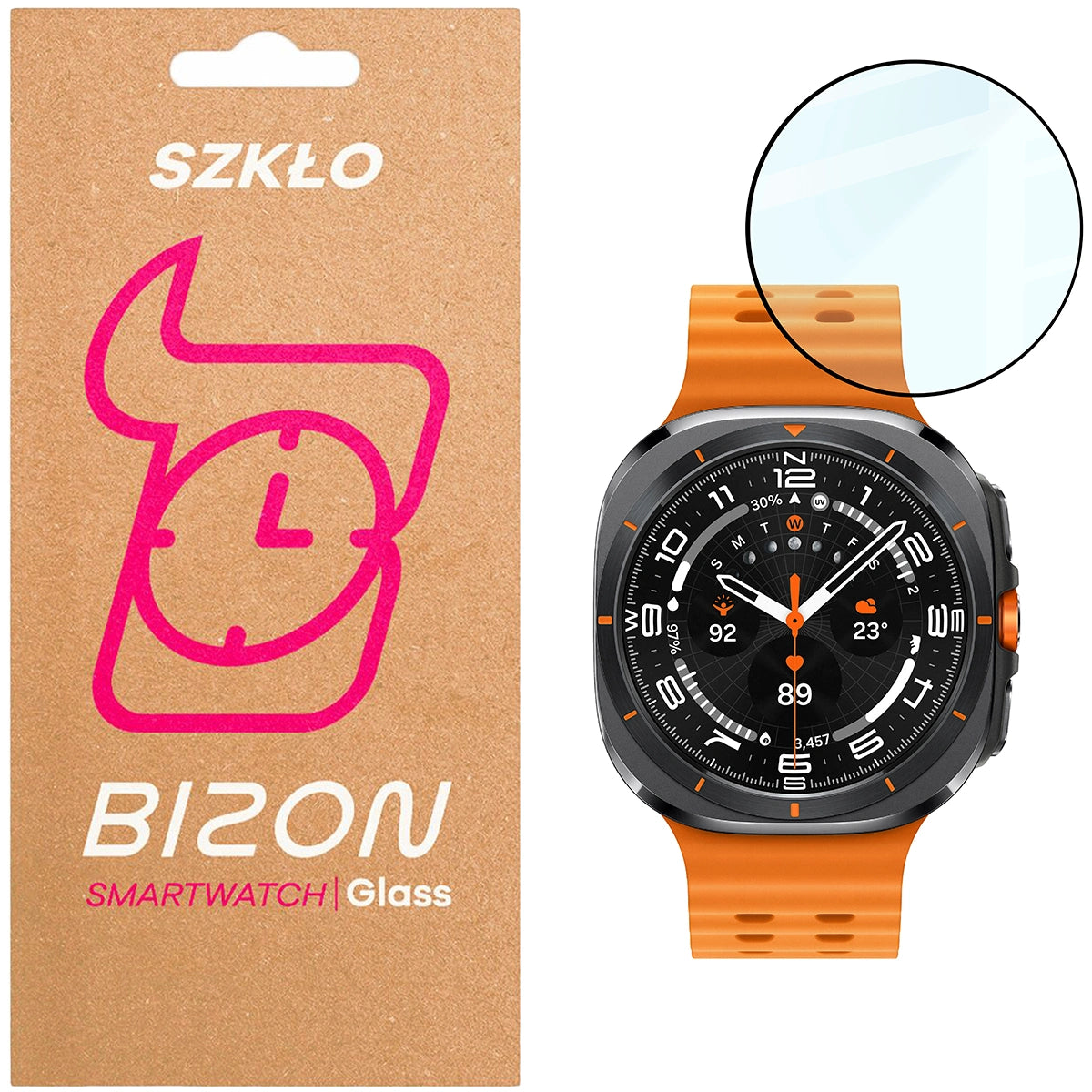 Hybrides Glas für Galaxy Watch Ultra 2 / Ultra, Bizon Glass Watch Edge Hybrid, Schwarz