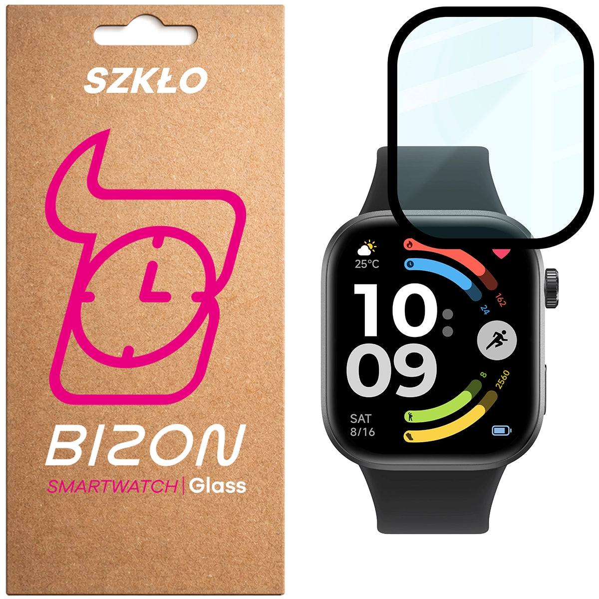 Hybrides Glas für Xiaomi Redmi Watch 6, Bizon Watch Glass Edge Hybrid, Schwarz