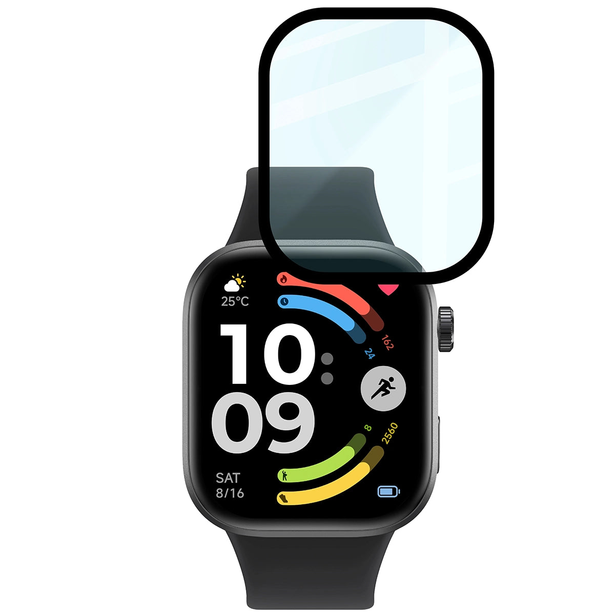Hybrides Glas für Xiaomi Redmi Watch 6, Bizon Watch Glass Edge Hybrid, Schwarz