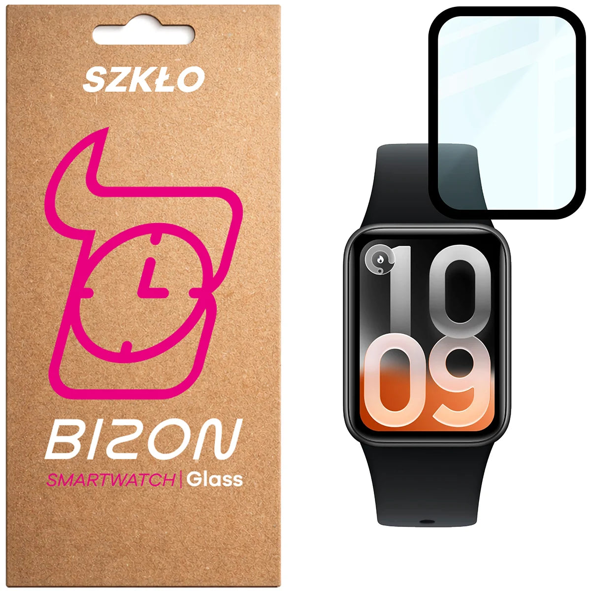 Hybrides Glas für Xiaomi Smart Band 10 Pro, Bizon Watch Glass Edge Hybrid, Schwarz