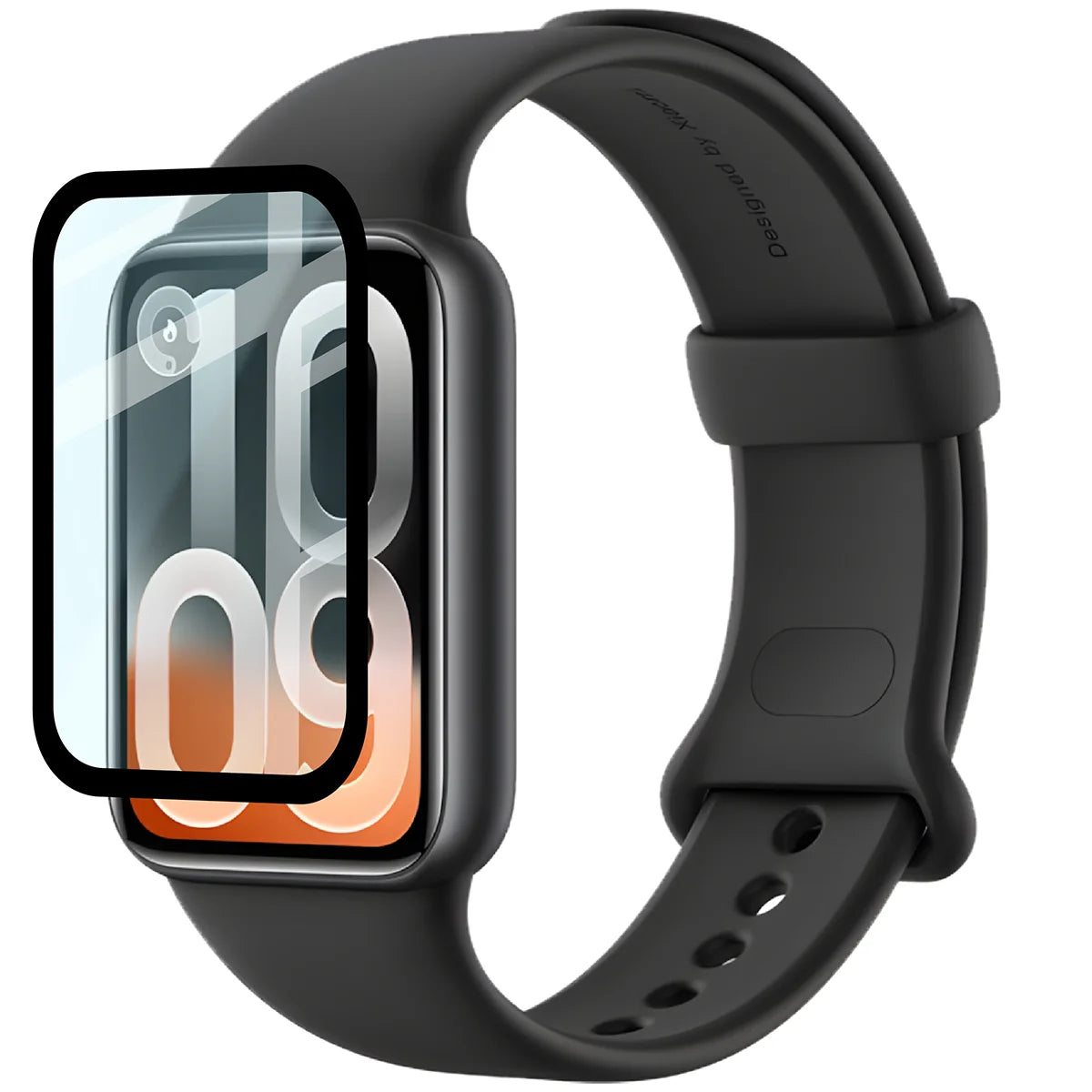 Hybrides Glas für Xiaomi Smart Band 10 Pro, Bizon Watch Glass Edge Hybrid, Schwarz