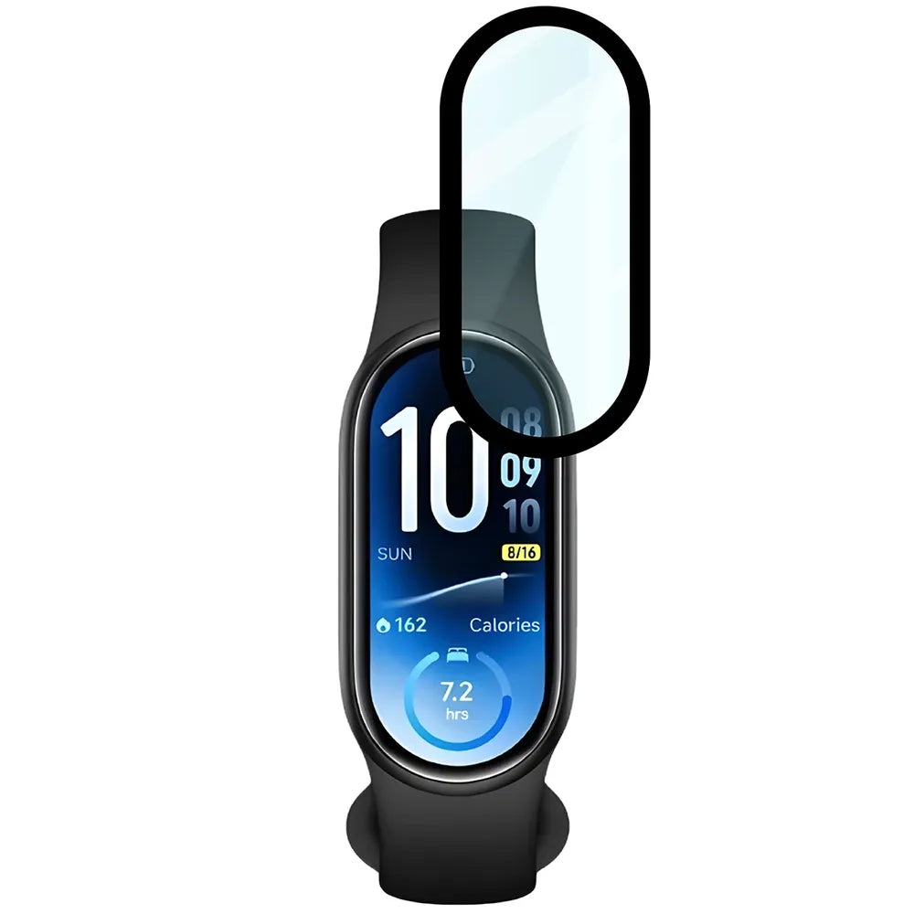 Hybrides Glas für Xiaomi Smart Band 11, Bizon Watch Glass Edge Hybrid, Schwarz (5/5)