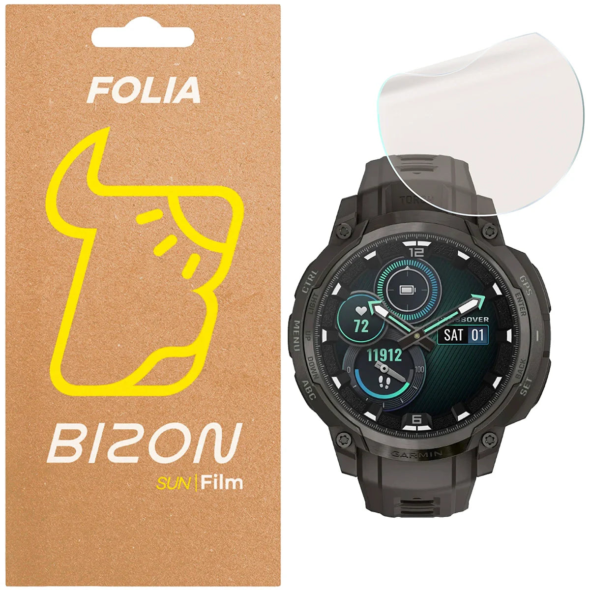 Matte Folie für Garmin Instinct Crossover AMOLED, Bizon Watch Film Sun, 1 Stück
