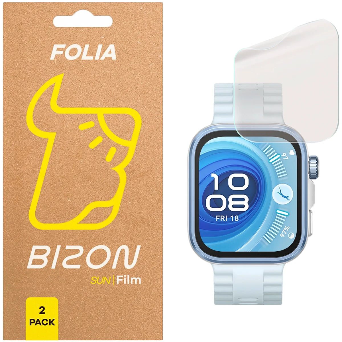 Matte Folie für Huawei Watch Fit 4 Pro, Bizon Watch Film Sun Duo, 2 Stück