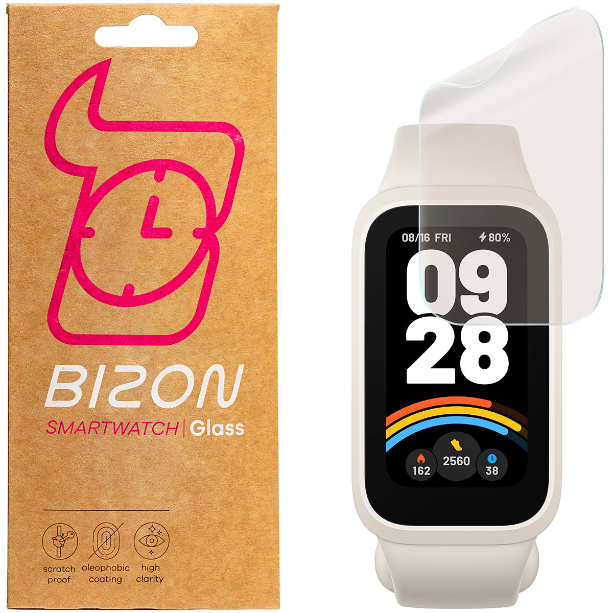 Matte Folie für Xiaomi Smart Band 9 Active, Bizon Watch Film Sun Duo, 2 Stück