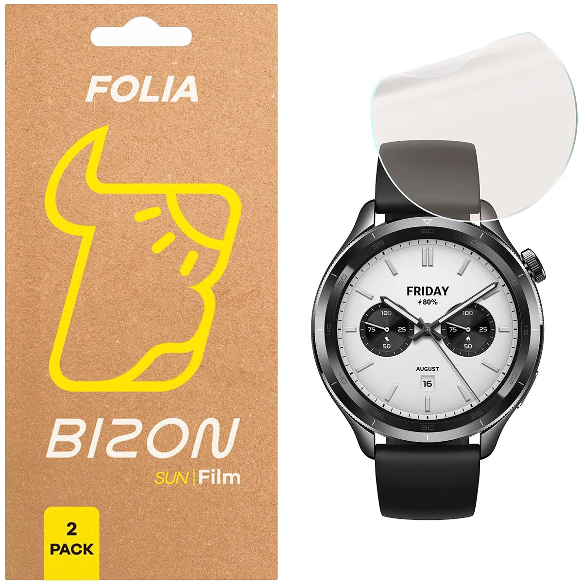 Matte Folie für Xiaomi Watch S4, Bizon Watch Film Sun Duo, 2 Stück