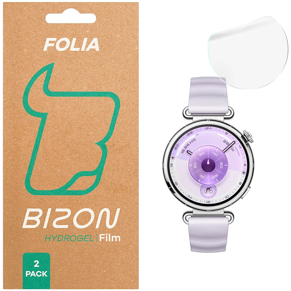Hydrogel Folie für den Bildschirm für Huawei Watch GT6 41 mm, Bizon Watch Film Hydrogel Duo, 2 Stück