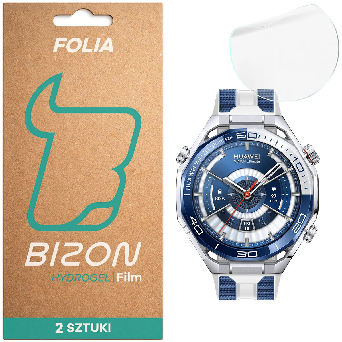 Hydrogel Folie für den Bildschirm für Huawei Watch Ultimate 2, Bizon Watch Film Hydrogel Duo, 2 Stück