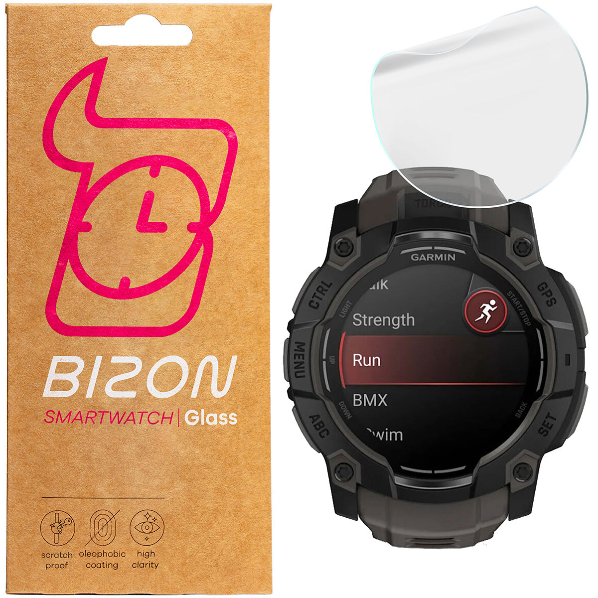 Hydrogel Folie für den Bildschirm für Garmin Instinct 3 50 mm, Bizon Watch Film Hydrogel Duo, 2 Stück