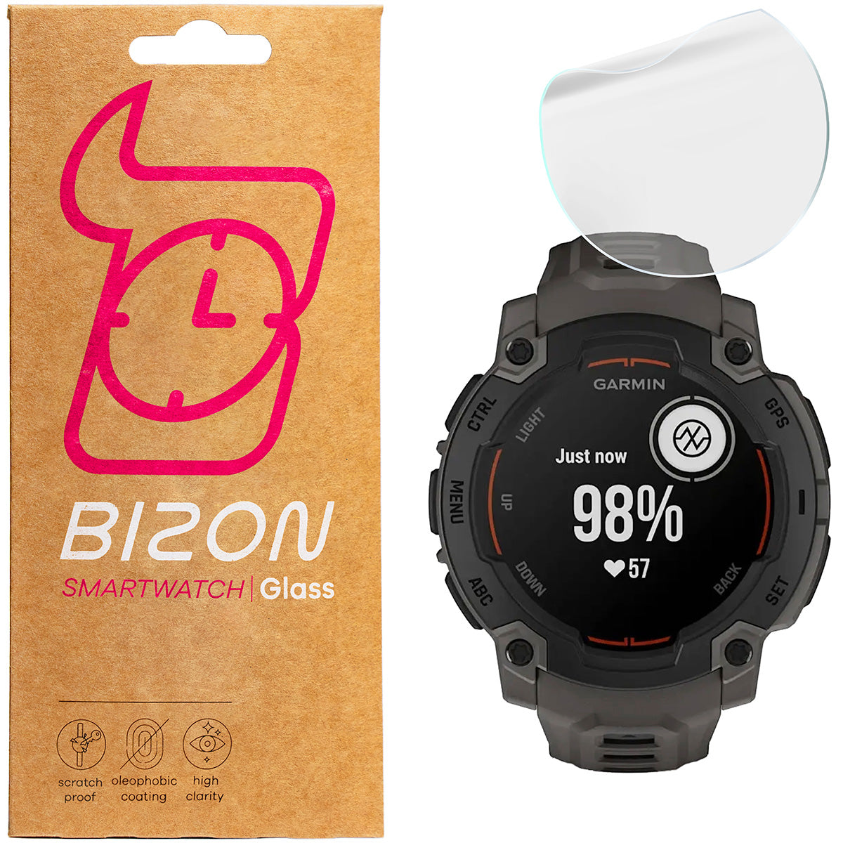 Hydrogel Folie für den Bildschirm für Garmin Instinct E 45 mm, Bizon Watch Film Hydrogel Duo, 2 Stück