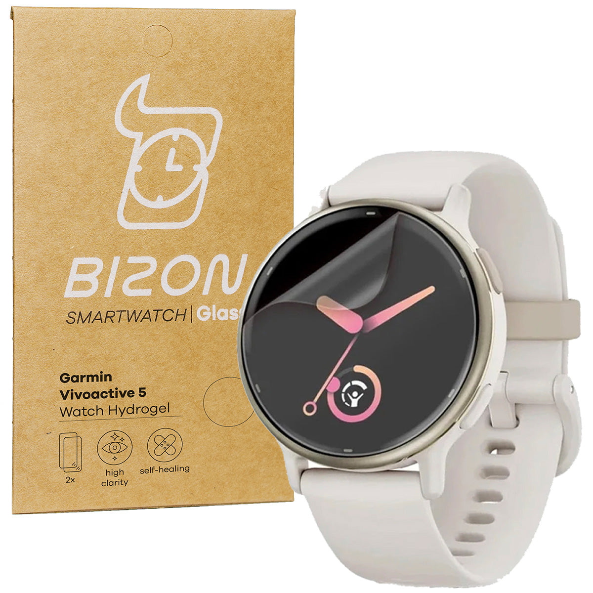 Hydrogel Folie für den Bildschirm Bizon Watch Film Hydrogel Duo für Garmin Vivoactive 5, 2 Stück
