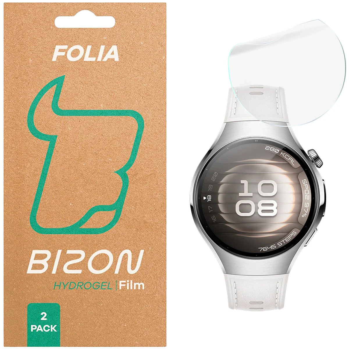 Hydrogel Folie für den Bildschirm für Huawei Watch 5 42 mm, Bizon Watch Film Hydrogel Duo, 2 Stück