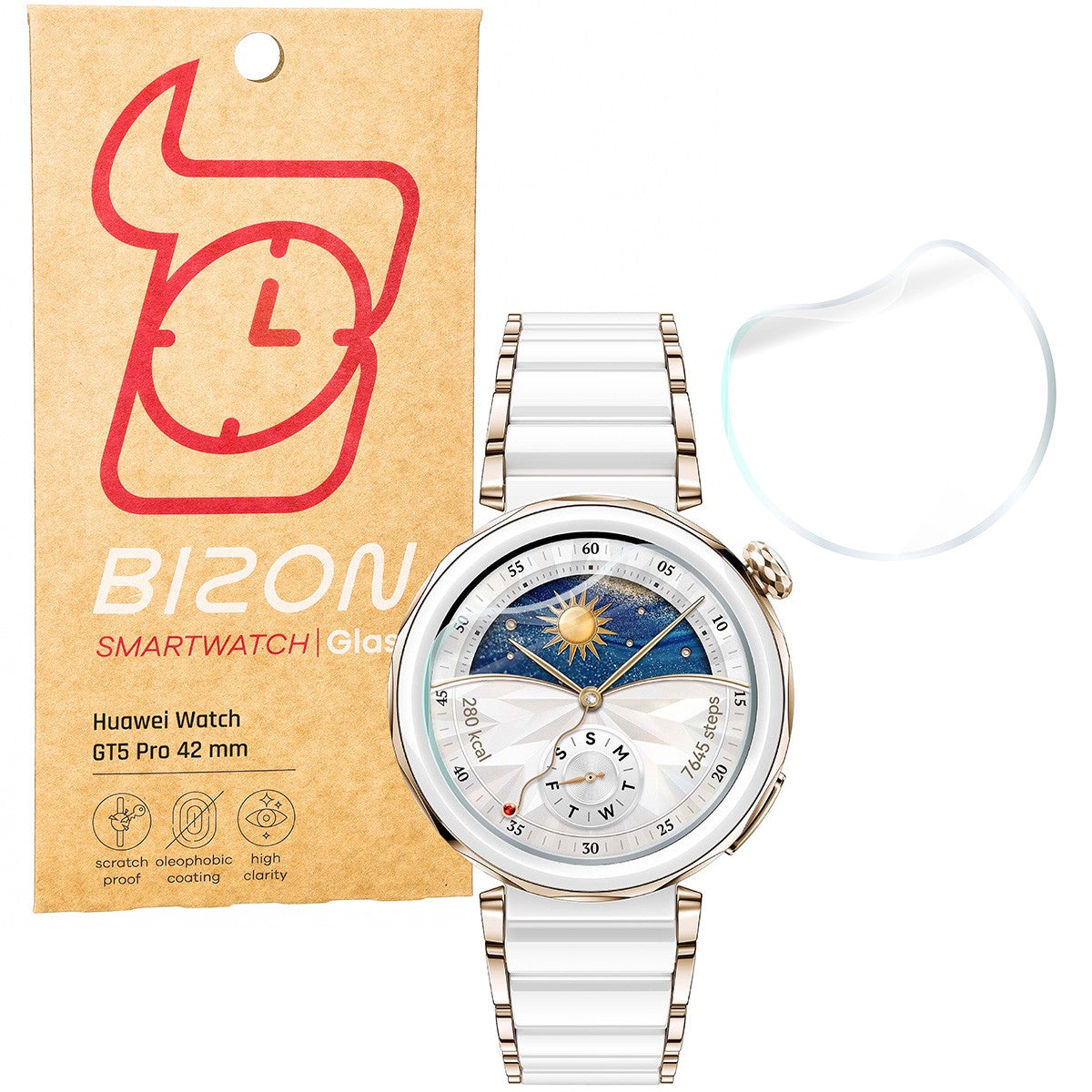 Hydrogel Folie für den Bildschirm für Huawei Watch GT 5 Pro 42 mm, Bizon Watch Film Hydrogel Duo, 2 Stück