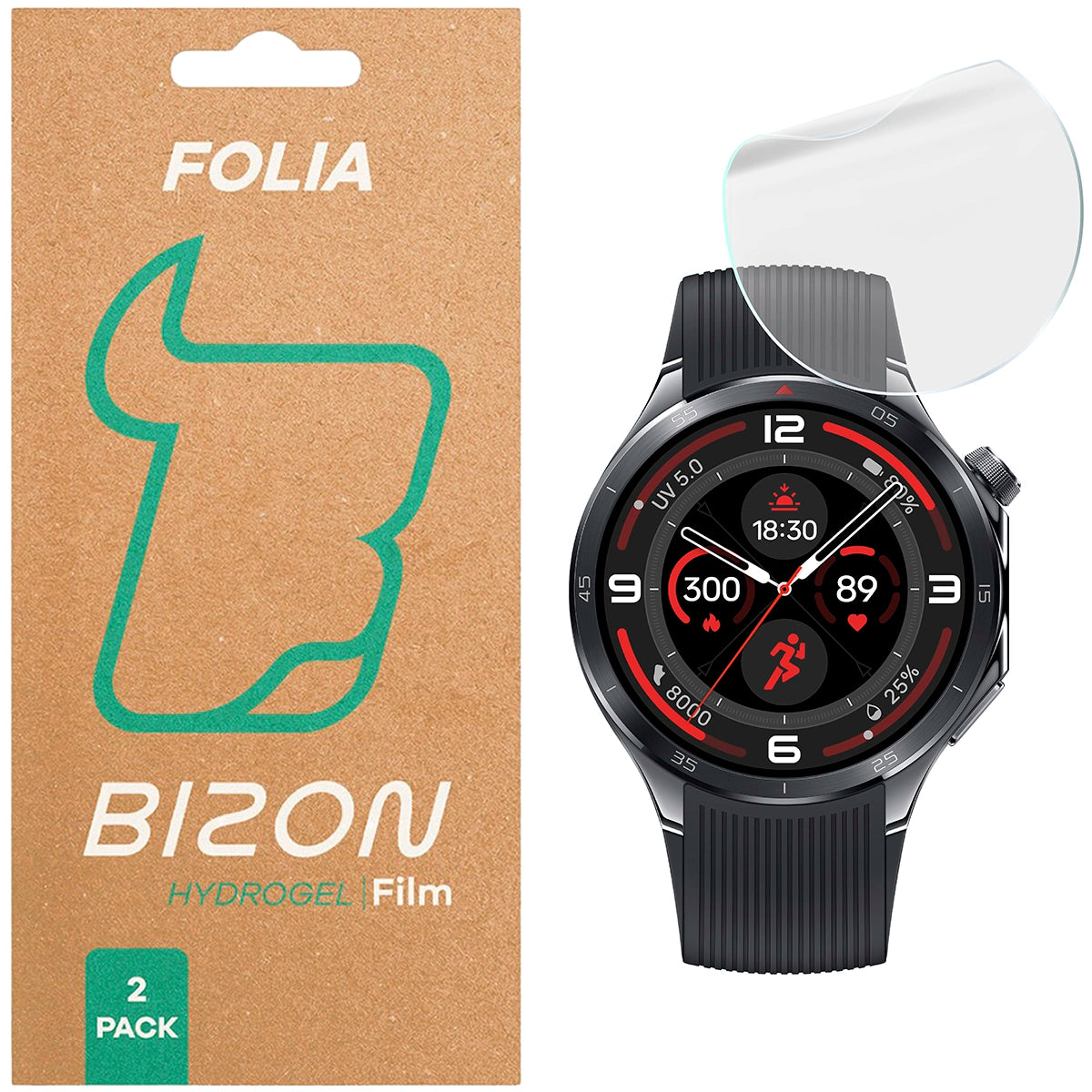 Hydrogel Folie für den Bildschirm für OnePlus Watch 3, Bizon Watch Film Hydrogel Duo, 2 Stück