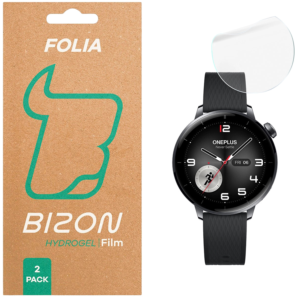 Hydrogel Folie für den Bildschirm für OnePlus Watch 3 43 mm, Bizon Watch Film Hydrogel Duo, 2 Stück