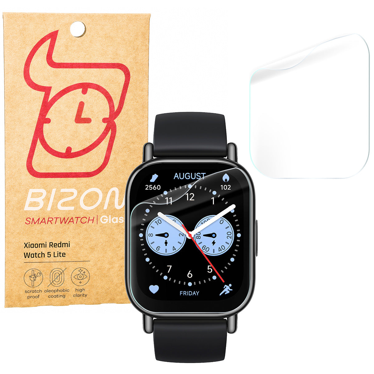 Hydrogel Folie für den Bildschirm für Xiaomi Redmi Watch 5 Lite, Bizon Watch Film Hydrogel Duo, 2 Stück