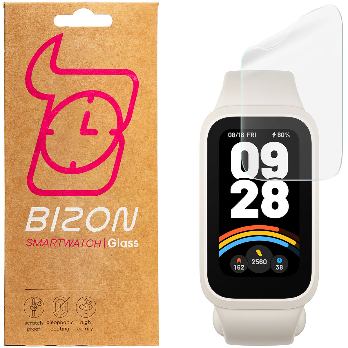 Hydrogel Folie für den Bildschirm für Xiaomi Smart Band 9 Active / Redmi Band 3, Bizon Watch Film Hydrogel Duo, 2 Stück