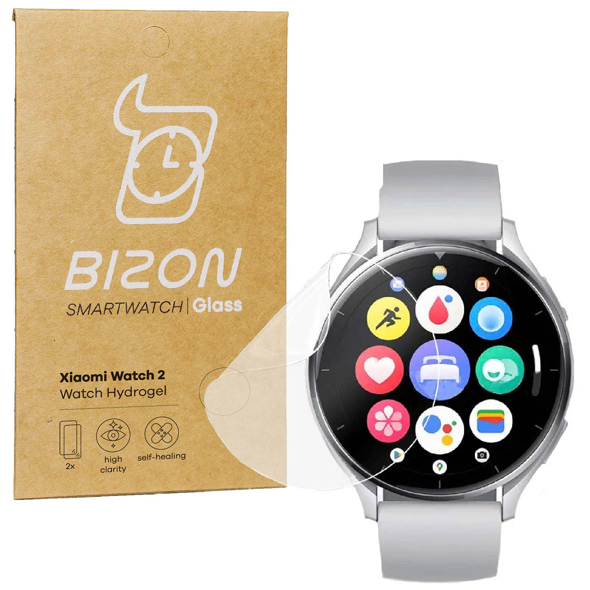 Hydrogel Folie für den Bildschirm für Xiaomi Watch 2, Bizon Watch Film Hydrogel Duo, 2 Stück