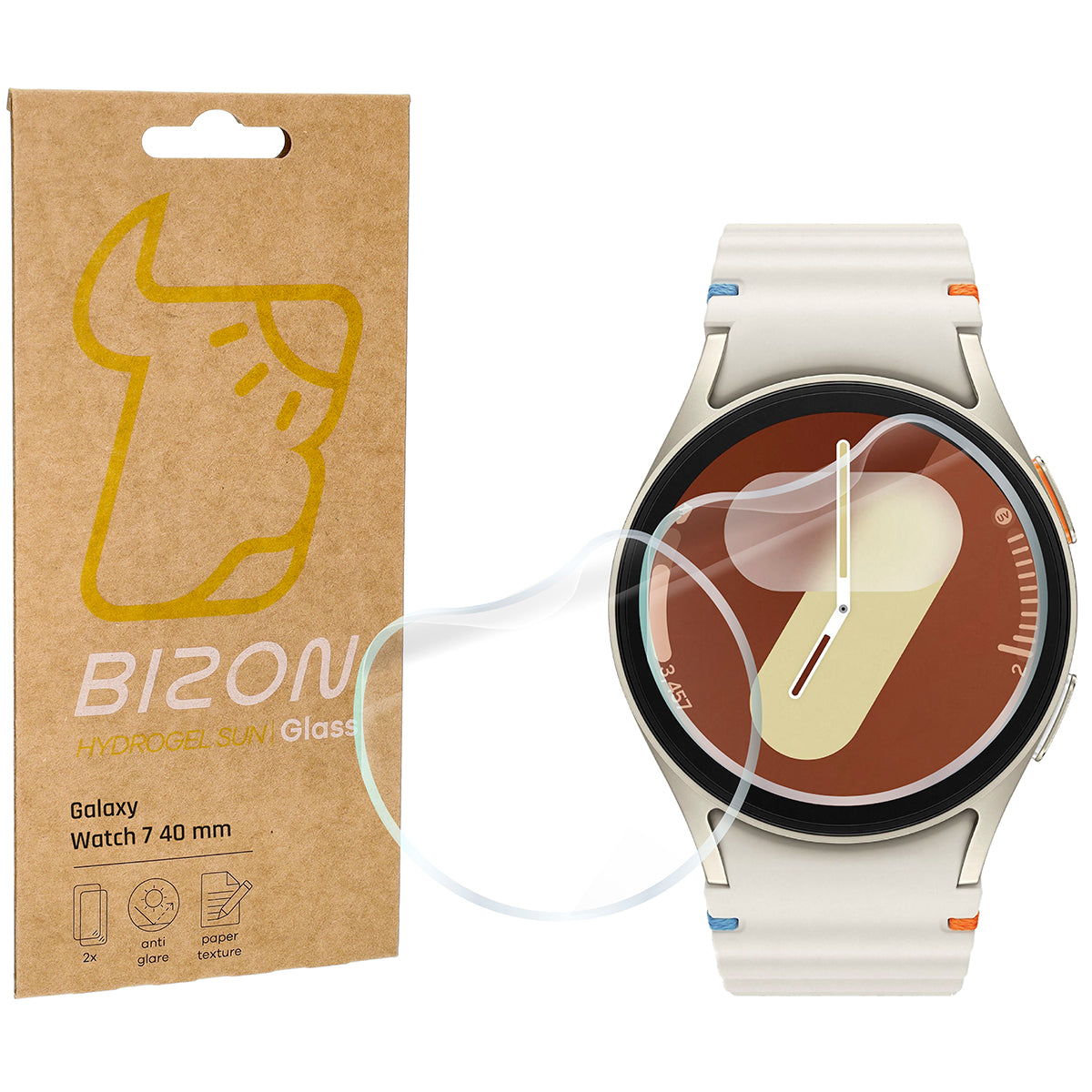 Matte Folie für Galaxy Watch 7 40 mm, Bizon Watch Film Sun Duo, 2 Stück