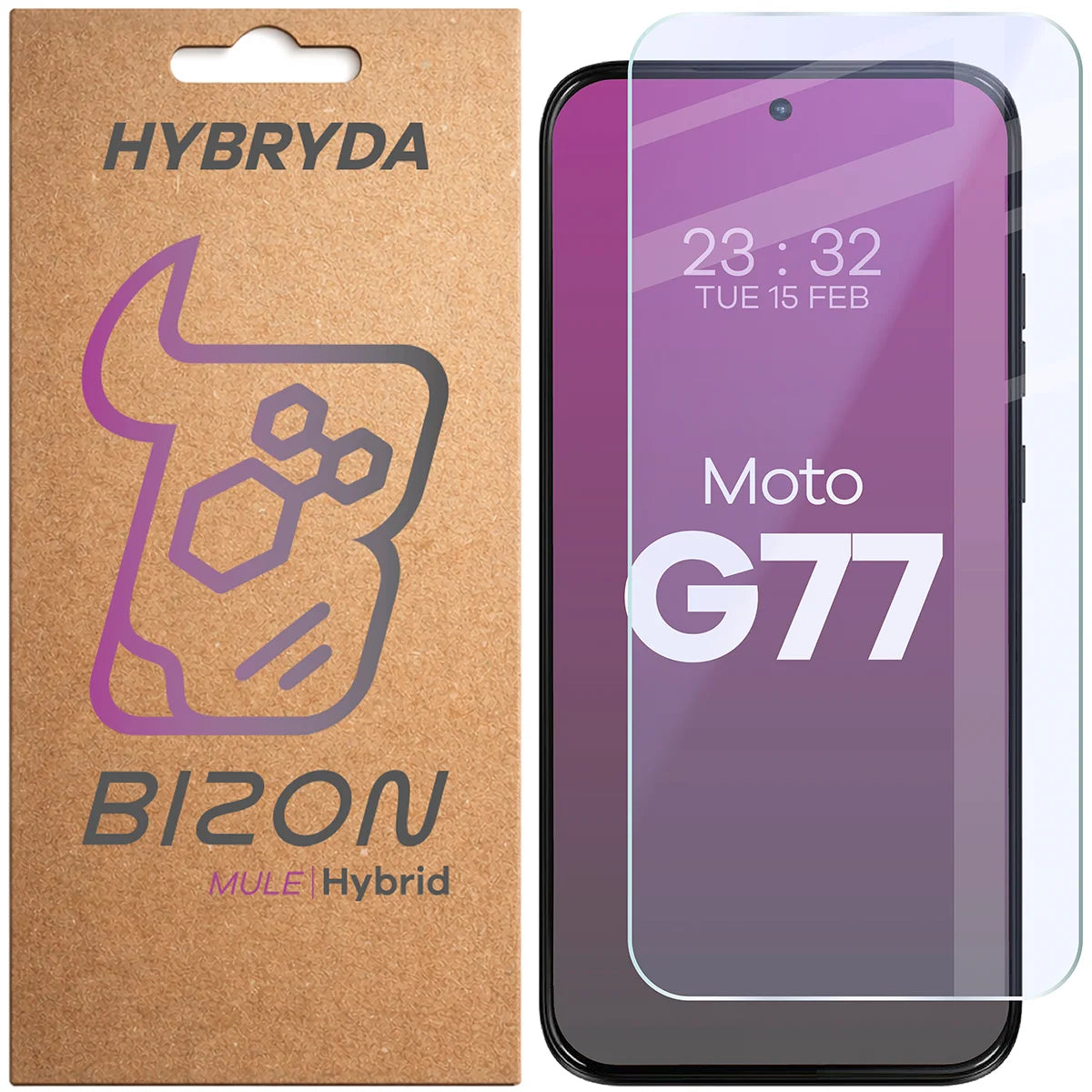 Flexibles Hybridglas für Motorola Moto G77 5G, Bizon Hybrid Mule