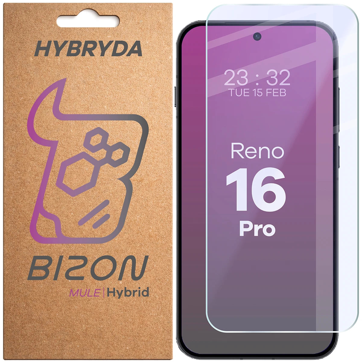 Flexibles Hybridglas für OPPO Reno16 Pro, Bizon Hybrid Mule (1/4)