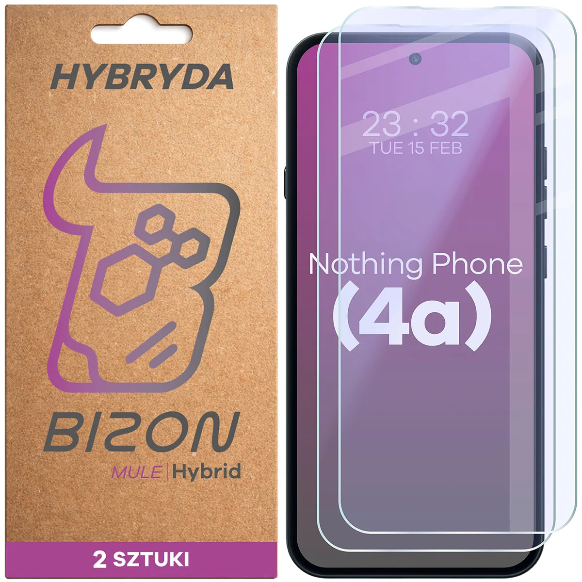 Flexibles Hybridglas für Nothing Phone (4a), Bizon Hybrid Mule Duo, 2 Stück