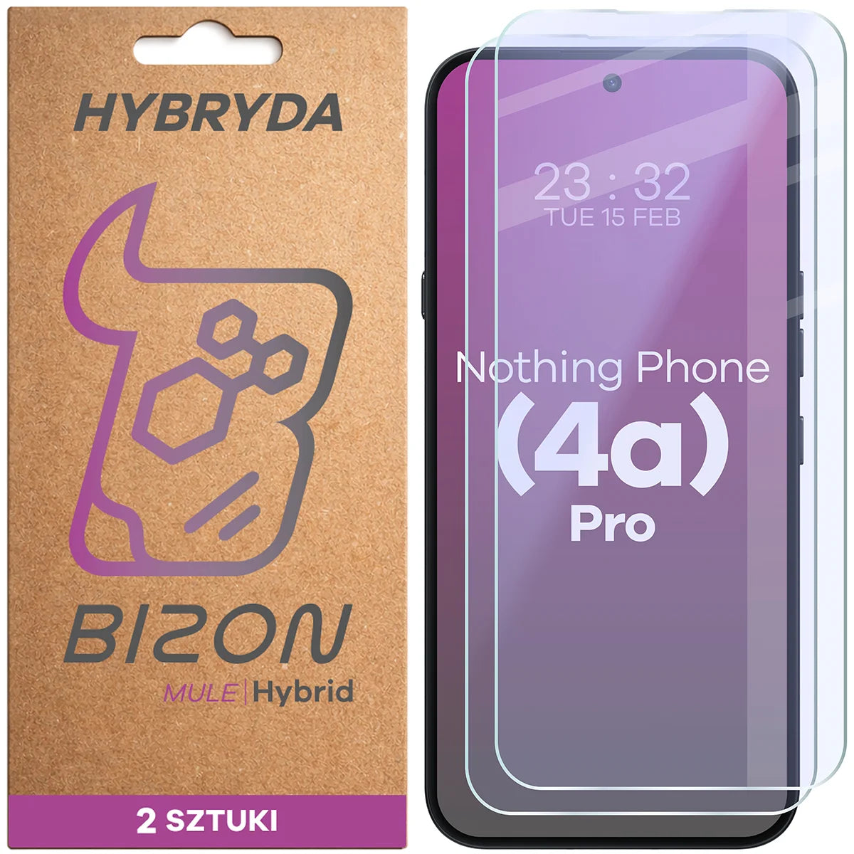 Flexibles Hybridglas für Nothing Phone (4a) Pro, Bizon Hybrid Mule Duo, 2 Stück