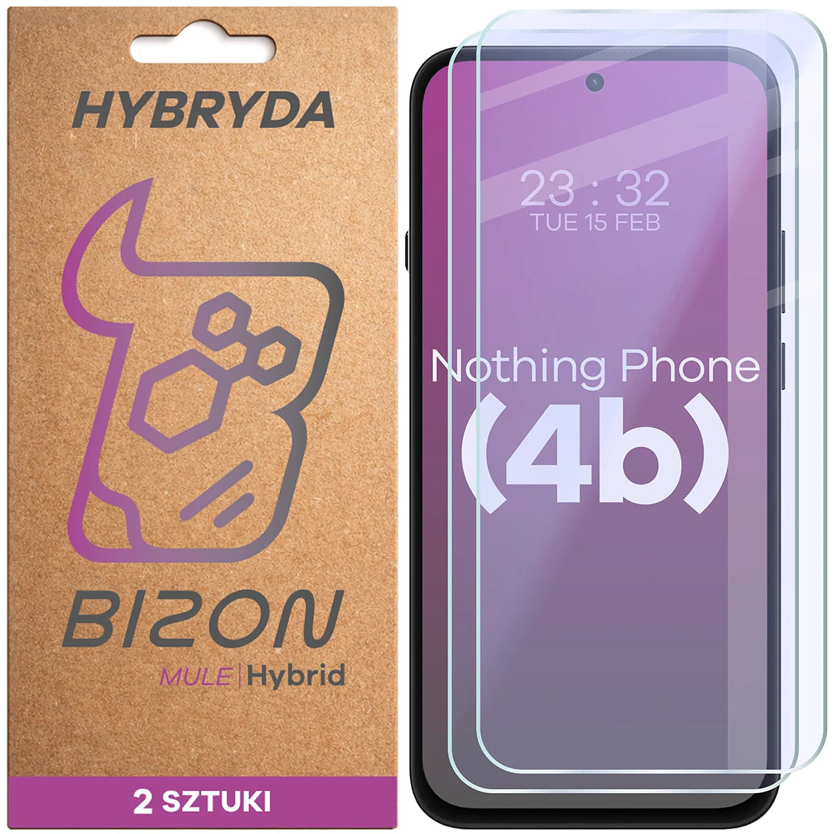 Flexibles Hybridglas für Nothing Phone (4b), Bizon Hybrid Mule Duo, 2 Stück (1/4)