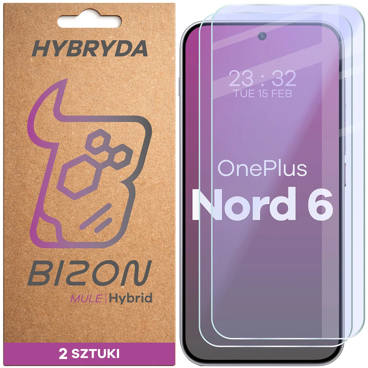 Flexibles Hybridglas für OnePlus Nord 6, Bizon Hybrid Mule Duo, 2 Stück